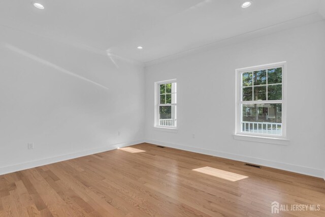 spare room with light wood-type flooring