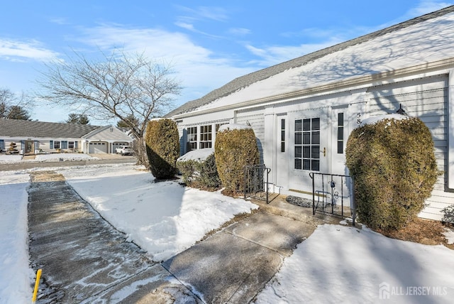 view of snow covered patio