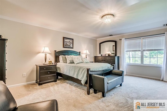 22 Kentnor St, Metuchen, NJ 08840 - bedroom with carpet, baseboards, ornamental molding, and a chandelier
