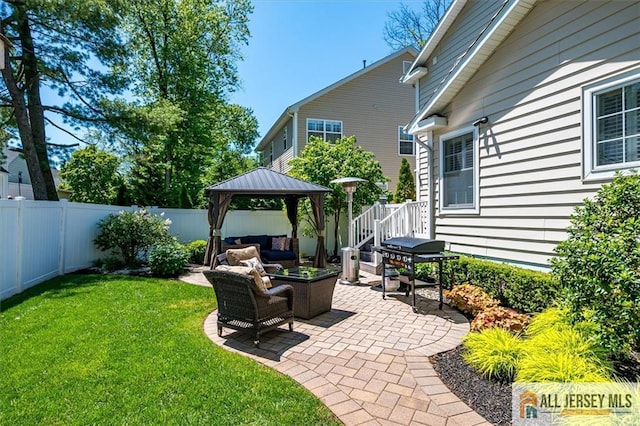 22 Kentnor St, Metuchen, NJ 08840 - view of patio featuring a gazebo, an outdoor hangout area, and area for grilling