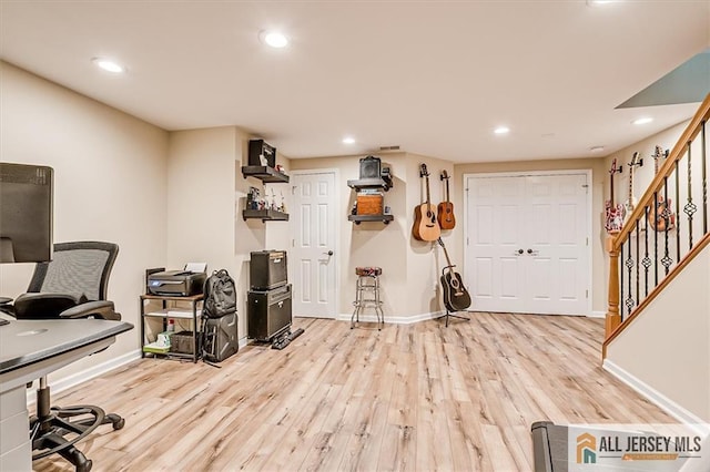 22 Kentnor St, Metuchen, NJ 08840 - home office with wood finished floors, baseboards, and recessed lighting
