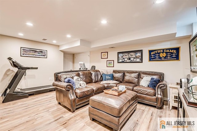 22 Kentnor St, Metuchen, NJ 08840 - living room with light wood-type flooring and recessed lighting