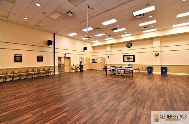 525 Harrier Dr Unit 525, Monroe, NJ 08831 - misc room featuring a high ceiling, a drop ceiling, and wood finished floors