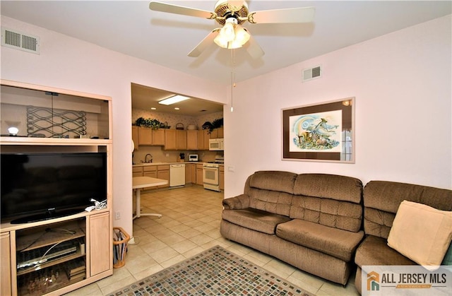 525 Harrier Dr Unit 525, Monroe, NJ 08831 - living area with light tile patterned flooring and ceiling fan