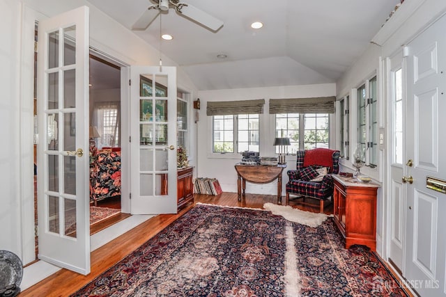 217 Midland Ave, Metuchen, NJ 08840 - sunroom featuring french doors, vaulted ceiling, and wood finished floors