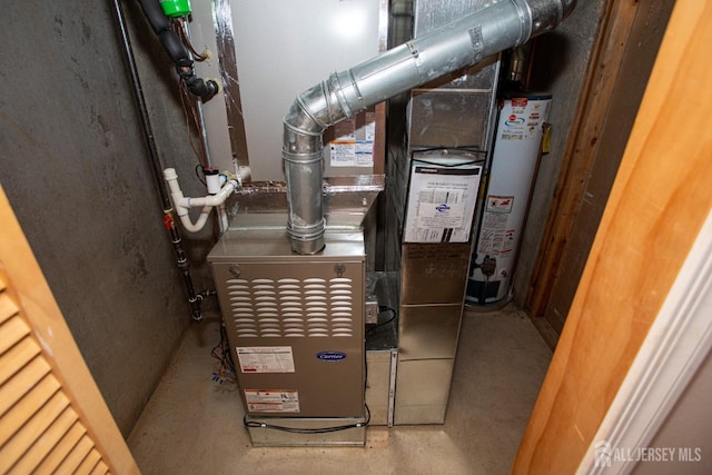 utilities with heating unit and gas water heater