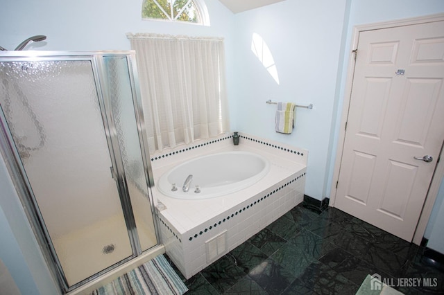 bathroom with plus walk in shower