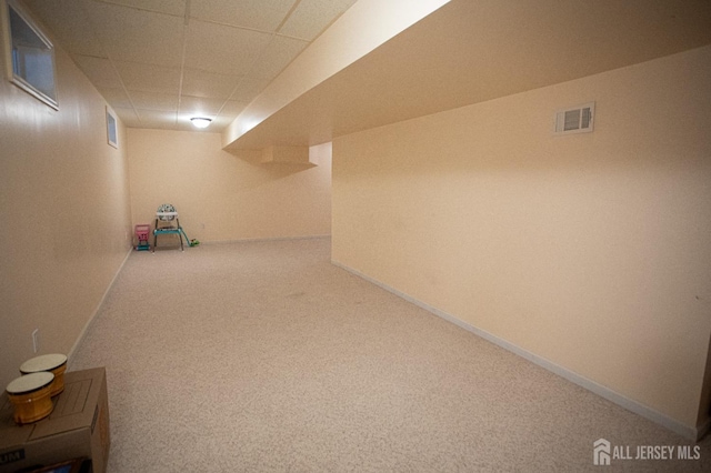 basement with carpet