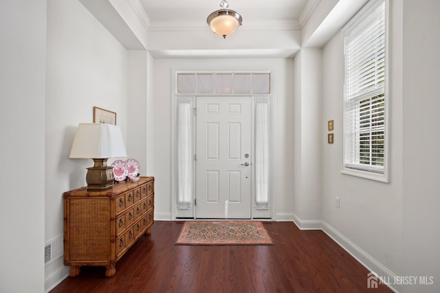 1 Jester Ct, Monroe, NJ 08831 - entryway featuring dark wood-style flooring, ornamental molding, and baseboards
