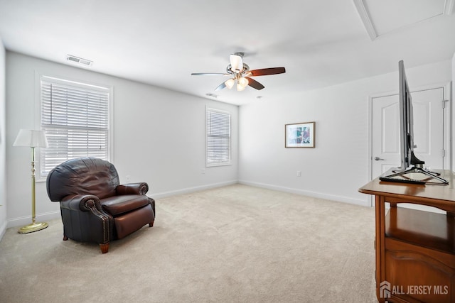 1 Jester Ct, Monroe, NJ 08831 - living area featuring a ceiling fan, carpet, and plenty of natural light