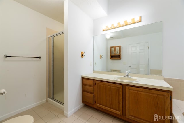 44 Treat Ln, East Brunswick, NJ 08816 - full bath featuring a shower stall, vanity, and tile patterned flooring
