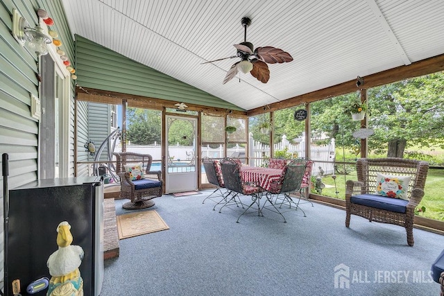 4 Anne Ter, South Amboy, NJ 08879 - sunroom / solarium with lofted ceiling, ceiling fan, and outdoor dining space