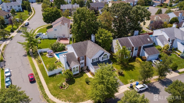 bird's eye view with a residential view