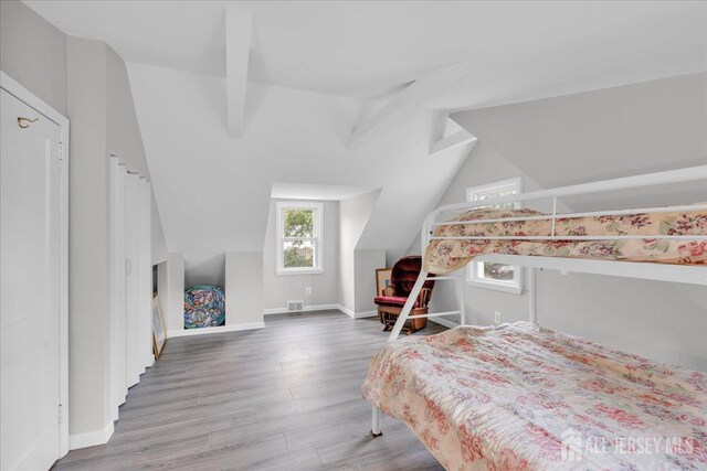 218 Winthrop Ave, Moorestown, NJ 08057 - bedroom featuring vaulted ceiling, wood finished floors, and baseboards