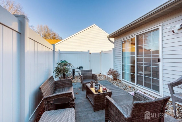 balcony featuring an outdoor living space