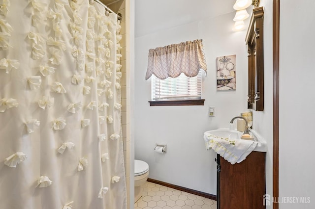 236 Community Cir, Old Bridge, NJ 08857 - bathroom featuring vanity, curtained shower, and tile patterned flooring