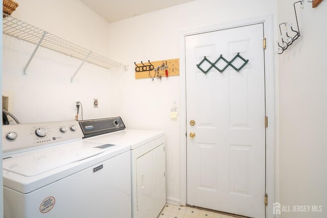 3 Clark Ct, Monroe, NJ 08831 - laundry room featuring light floors, laundry area, and independent washer and dryer