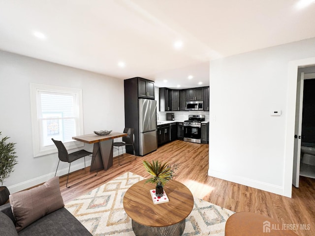 living room featuring light hardwood / wood-style floors