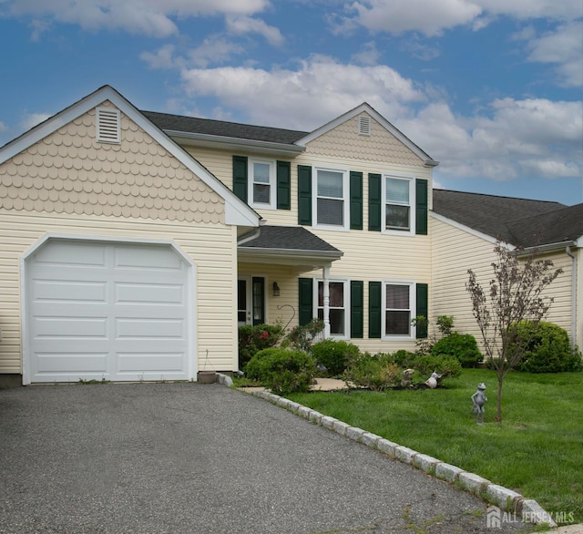 71 S Sagamore Ave, Edison, NJ 08820 - view of front facade featuring an attached garage, a front lawn, and asphalt driveway