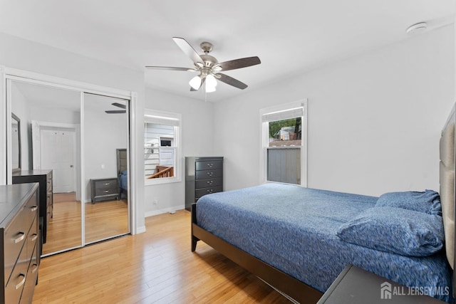 9 Hatakawana Ter, Mount Olive, NJ 07828 - bedroom featuring light wood-style floors, a closet, ceiling fan, and baseboards