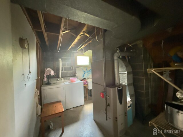 10 Van Buren Ave, Carteret, NJ 07008 - below grade area featuring separate washer and dryer and heating unit