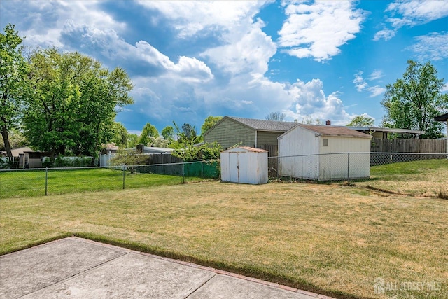 view of yard with a shed and an outbuilding