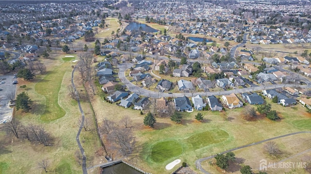 15 John Adams Ct, Monroe, NJ 08831 - aerial overview of property's location featuring nearby suburban area, a local golf course, and a large body of water