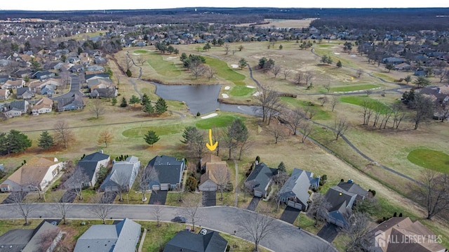 15 John Adams Ct, Monroe, NJ 08831 - aerial overview of property's location with nearby suburban area, a large body of water, and a golf course