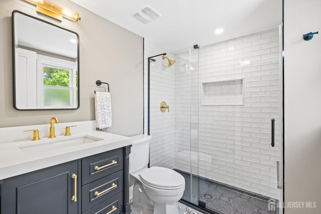 39 Embroidery St, Sayreville, NJ 08879 - full bathroom with vanity, a shower stall, and recessed lighting