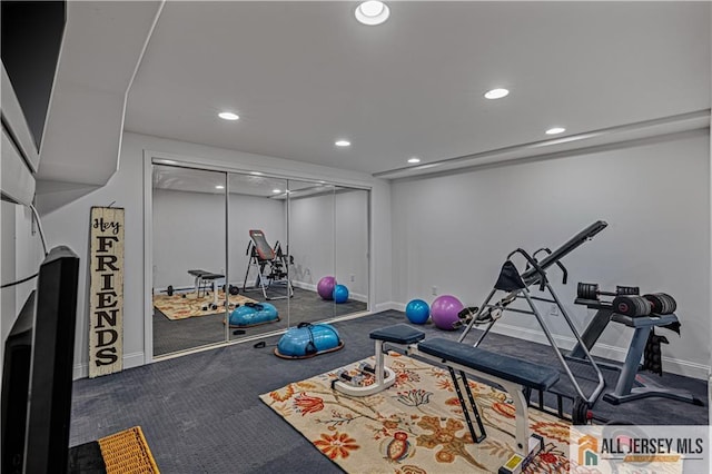 57 Patton Dr, East Brunswick, NJ 08816 - workout room featuring recessed lighting and baseboards