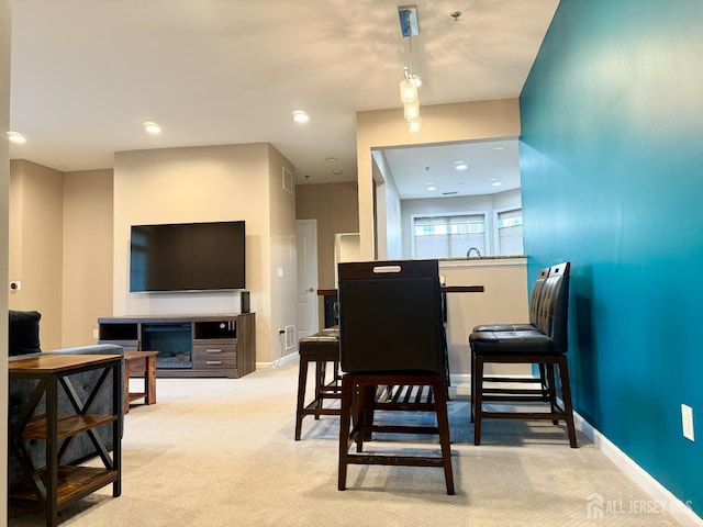 2116 Edward Stec Blvd, Edison, NJ 08837 - dining room with baseboards, light colored carpet, and visible vents