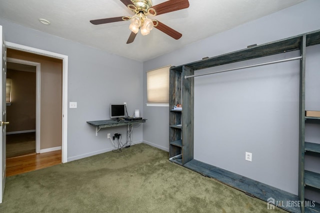701 Beach Ave, Beachwood, NJ 08722 - unfurnished bedroom with carpet floors, ceiling fan, and an office area