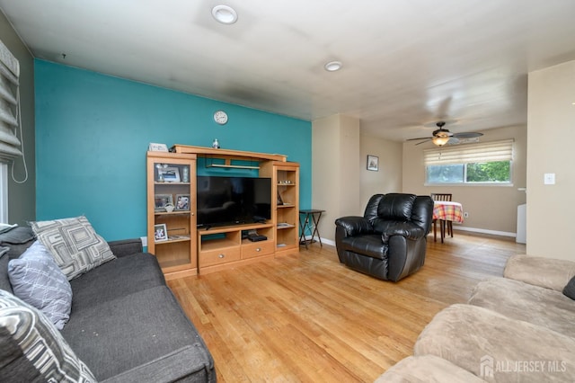 701 Beach Ave, Beachwood, NJ 08722 - living room with wood finished floors and ceiling fan