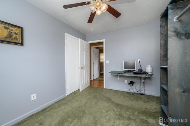 701 Beach Ave, Beachwood, NJ 08722 - carpeted home office featuring a ceiling fan and baseboards