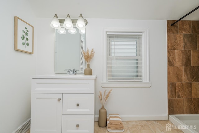 61 Trinity Ln, Woodbridge Proper, NJ 07095 - bathroom with vanity and a tile shower