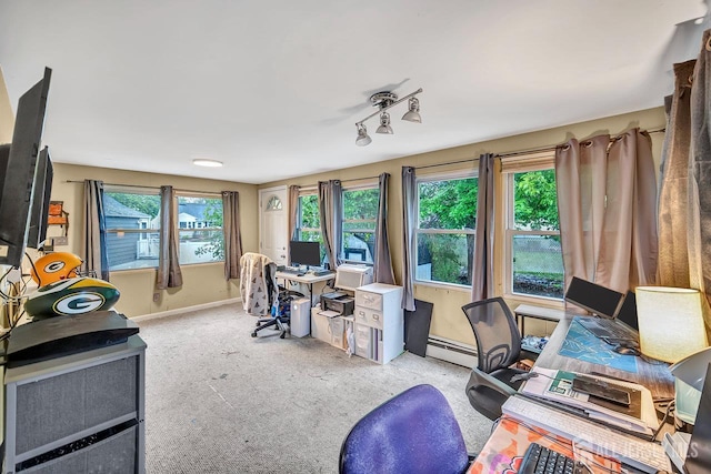 30 Falmouth Rd, Iselin, NJ 08830 - office area with baseboards, a baseboard radiator, and carpet floors