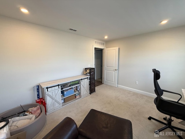 3504 Charleston Dr, Monroe, NJ 08831 - office area featuring light colored carpet, baseboards, and recessed lighting