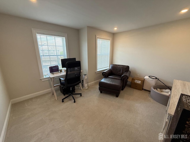 3504 Charleston Dr, Monroe, NJ 08831 - office featuring light carpet, baseboards, and recessed lighting