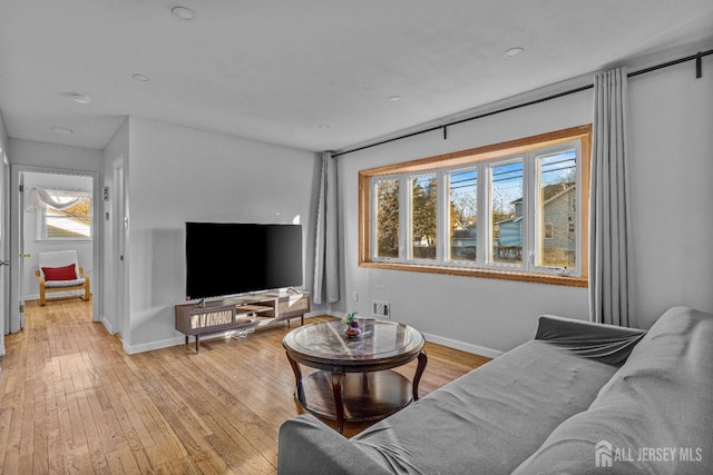 living room featuring light hardwood / wood-style flooring