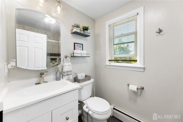 336 S Main St, Milltown, NJ 08850 - full bath featuring vanity, a tile shower, and a baseboard heating unit