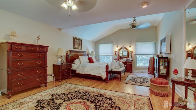 3 Feathertree Ct, Howell, NJ 07731 - bedroom featuring light wood finished floors, lofted ceiling, and a ceiling fan
