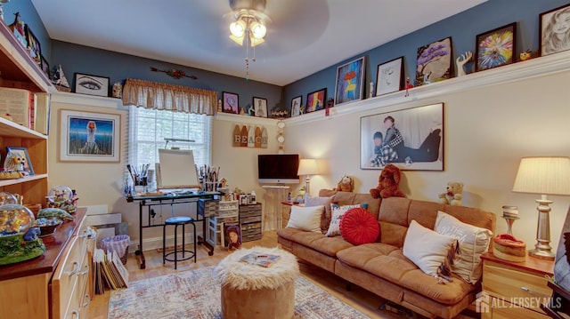 3 Feathertree Ct, Howell, NJ 07731 - living room with a ceiling fan and wood finished floors