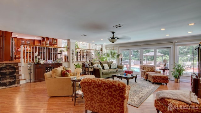 3 Feathertree Ct, Howell, NJ 07731 - living area with a ceiling fan, light wood-style flooring, and recessed lighting