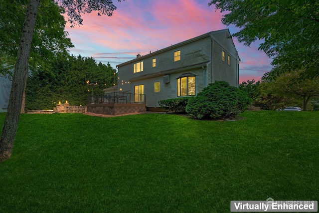 6 Schindler Ct, East Brunswick, NJ 08816 - back of house featuring a lawn and a chimney