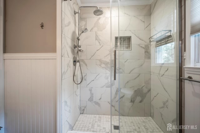 6 Schindler Ct, East Brunswick, NJ 08816 - bathroom featuring wainscoting and a stall shower