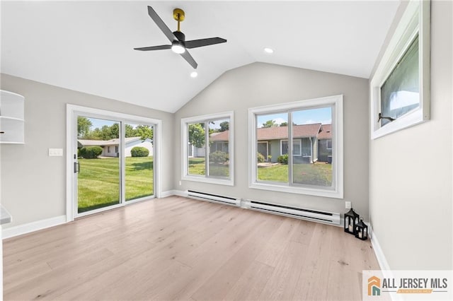 442 Dahlia Plz Unit 442A, Monroe, NJ 08831 - unfurnished sunroom with baseboard heating and lofted ceiling