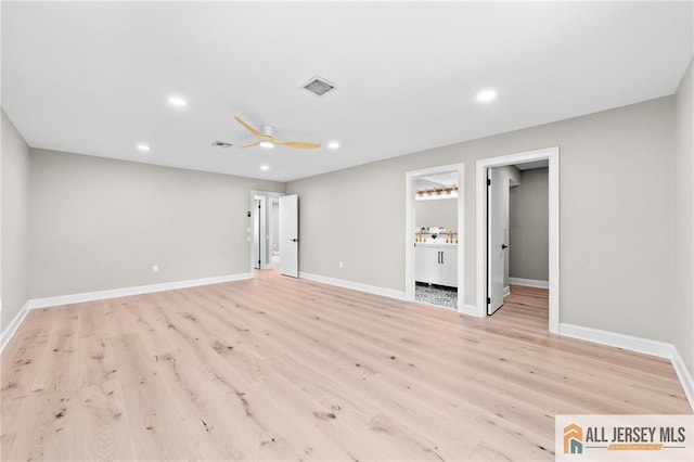 442 Dahlia Plz Unit 442A, Monroe, NJ 08831 - unfurnished room featuring ceiling fan, light wood-style flooring, and recessed lighting