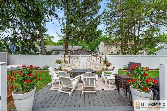 43 S Brook Dr, Milltown, NJ 08850 - deck featuring a fenced backyard and outdoor lounge area