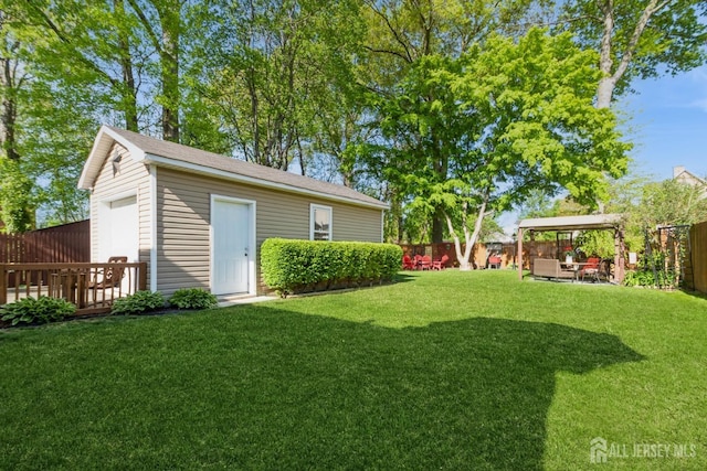 245 S Madison Ave S, Dunellen, NJ 08812 - fenced backyard featuring an outdoor structure and a detached garage