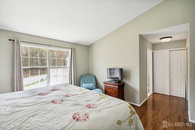 2 Honey Locust Ln, Howell, NJ 07731 - bedroom featuring wood finished floors, vaulted ceiling, and a closet